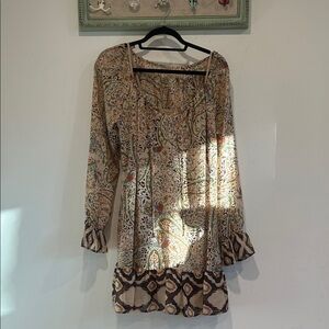 Bohemian Paisley Long Sleeve Mini Dress 2 piece